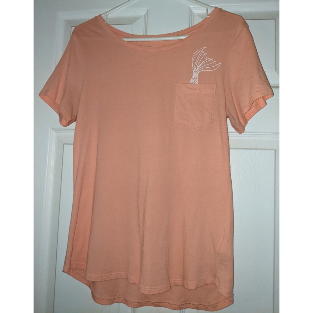 Coral Mermaid Tail Pocket T-Shirt